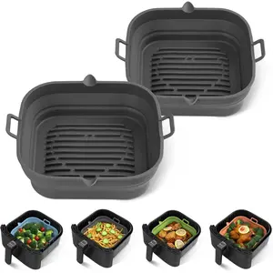 [2 Pack]  Air Fryer Liners Square -  Airfryer Basket - Easy to Clean Air Fryers Pot for 5.8 to 8 Qt Large Air Fryer Baking Tray Oven Accessories, 8.5 Inch