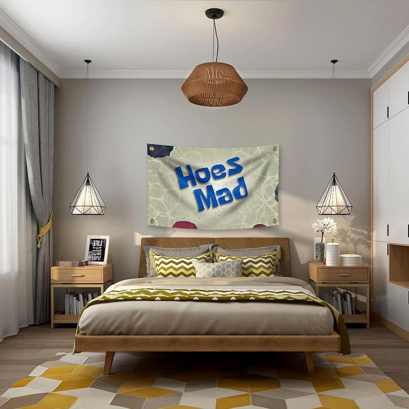 Hoes Mad 3x5Ft Flag Funny Poster Taperstry for College Dorm Room Guys Man Cave Room Decoration Banner with 4 Brass Grommets