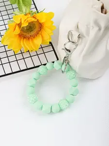 Hands-Free Bracelet Keychain Wristlet - Aesthetic Bangle Key Ring for Women - Cute Car Key Holder Accessory Gift Bling Bling Keychains Stylish Keychain