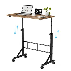 Mobile Standing Desk with Wheels Portable Adjustable Height Rolling Desk Small Sit Stand Up Computer Table on Casters Tall Desk for Walking Pad & Home Office