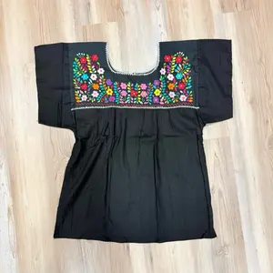 Hand Embroidered Women's Blouses - 100% Thin Cotton in Beige White Black - Unique Front & Back Designs - Customizable Orders Available - Fresh Sheer Shirts Top