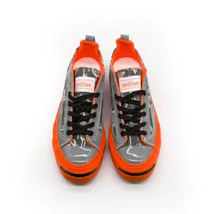 Gray orange contrasting vintage graffiti canvas shoes with thick soles, anti slip and niche design sense, board shoes with street style and trendy casual shoes
