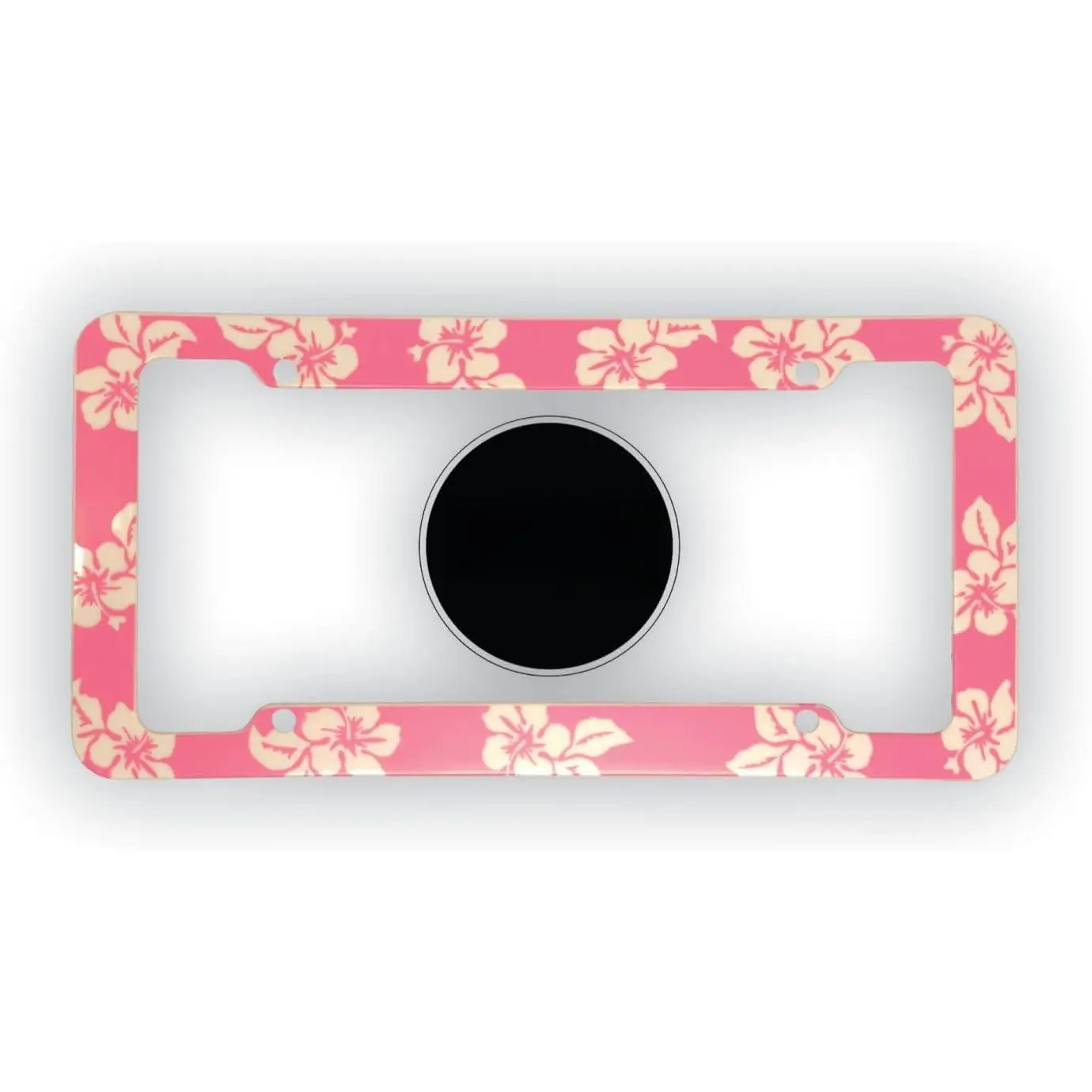 Tropical Hibiscus Flower Aloha Mahalo Hawiian Hawaii Plastic License Plate Frame Cover Holder Cool Decorative Design for Any   or  ()