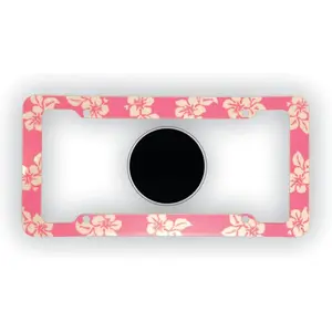 Tropical Hibiscus Flower Aloha Mahalo Hawiian Hawaii Plastic License Plate Frame Cover Holder Cool Decorative Design for Any   or  ()