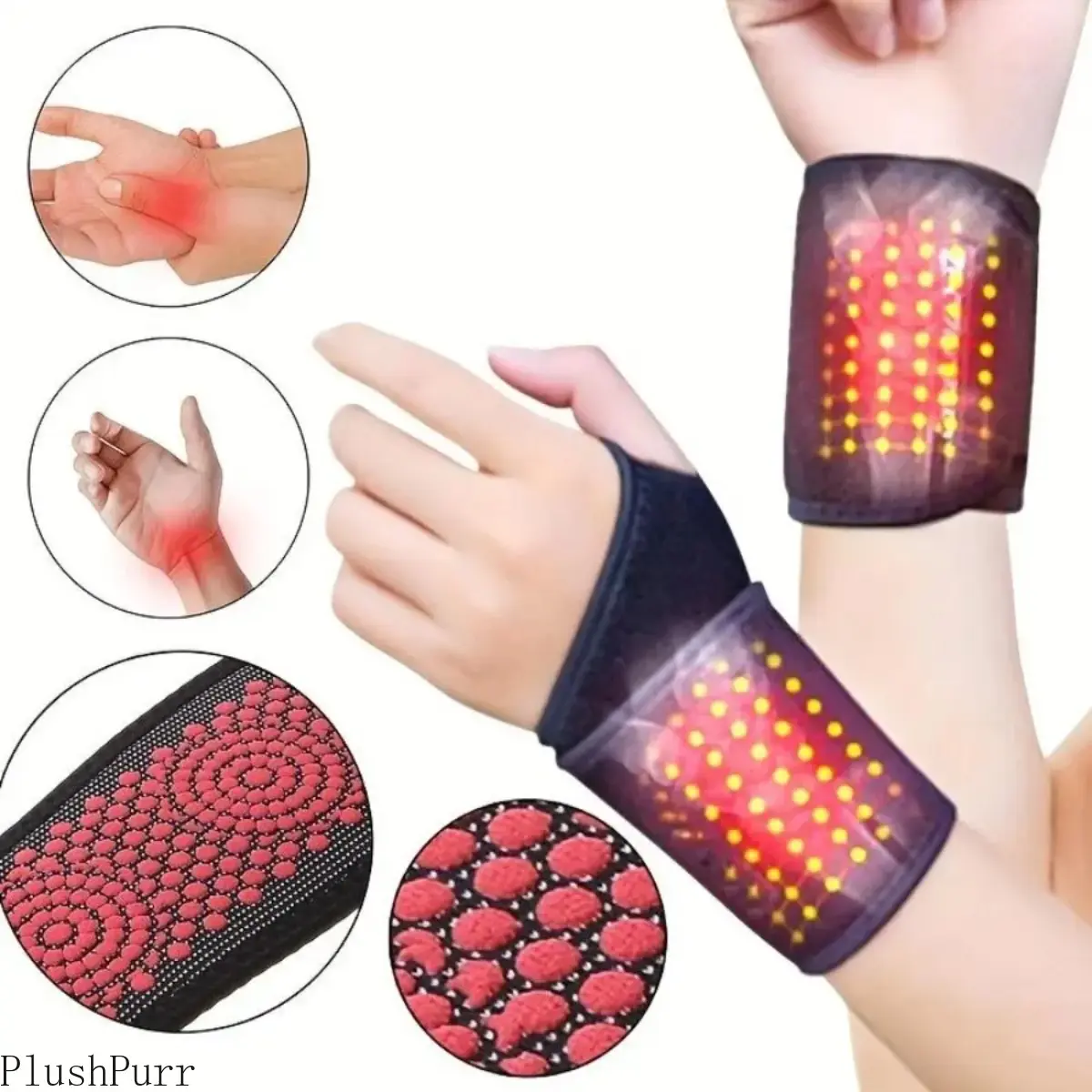 Heated Magnetic Wrist Brace - Washable Cloth Wrist Support for Pain Relief, Relaxation, Therapy - Sports & Outdoor Protective Gear, Heated Wrist Brace tiktokshopbacktoschool
