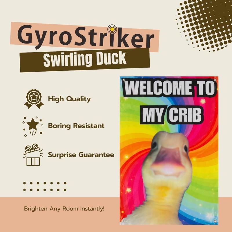GyroStriker "Welcome to My Crib" Duck Poster, Swirling Background, 2x3 Feet Dorm Tapestry, Premium Quality, Damage-Free Hanging Clip