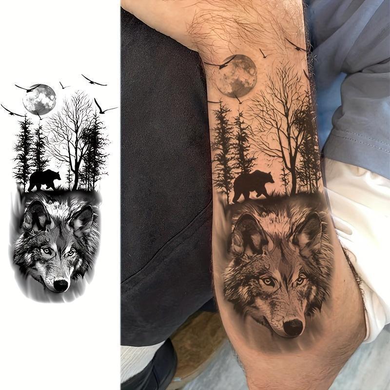 Oblong Waterproof Temporary Tattoo Stickers (6 Pcs: 2 Fixed Designs, 4 Random Designs) - Tattoo Art, Long Lasting 7-14 Days, Realistic Body Makeup for Adults