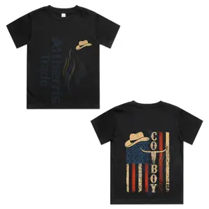Western Country Men Teen Boy Kid Rodeo Southern Retro Cowboy Front and Back Cotton T-shirt, Graphic Print Round Neck Short Sleeve Casual Tee for Boys Girls
