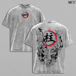 Hashira Demon Slayer Vintage T-Shirt, Washed Heavy Cotton Oversized Manga Tee, Anime Top Menswear Unisex Underwear Streetwear Double Printed Kimetsu no Yaiba