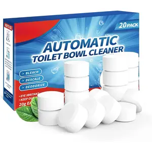 Toilet Bowl Cleaner Tablets 20 PACK, Automatic Cleaners with Bleach, Slow-Releasing Toilet Tank Cleaners for Deodorizing & Descaling, Household Toilet Cleaners against Tough Stains