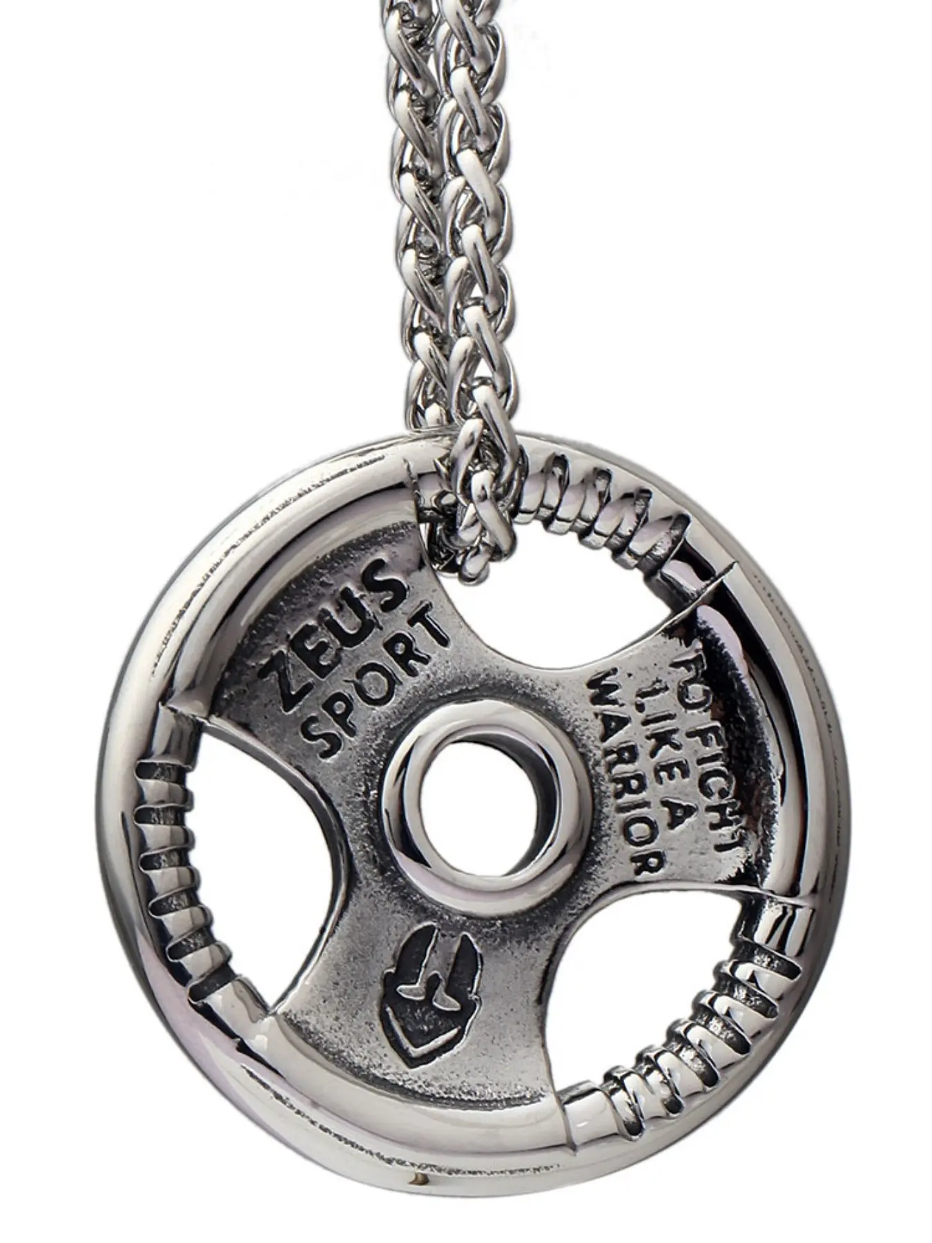 Unique Street Fitness Enthusiast 34mm Round Barbell Dumbbell Plate Stainless Steel Necklace Accessory, Trendy Gym Jewelry