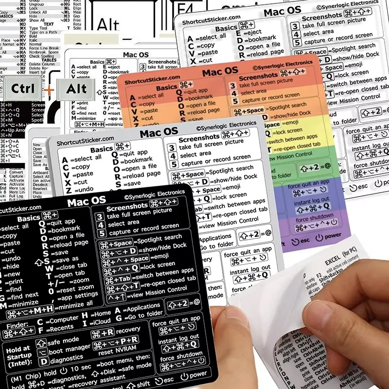 Reference Keyboard Shortcut Key Tips Sticker Computer Sticker Adhesive for PC Laptop Desktop Short Cut Sticker for Apple Window