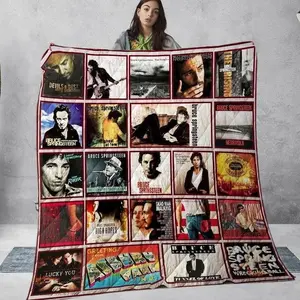 Bruce SpringsTeen Vintage Quilt Blanket, Bruce SpringsTeen Music Blanket, Handmade Bedding Blanket, Blanket For Fan