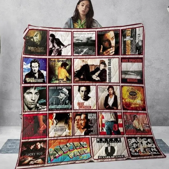 Bruce SpringsTeen Vintage Quilt Blanket, Bruce SpringsTeen Music Blanket, Handmade Bedding Blanket, Blanket For Fan