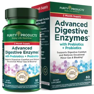 Advanced Digestive Enzymes with Probiotics & Prebiotics for Women & Men – Digestive Health Supplement for Bloating, Gas Relief & Gut Support – Plant-Based Enzymes + 1.5B CFUs - by Purity Products - 2 Month Supply - 60 Veggie Capsules