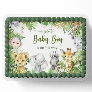 SAFARI BABY SHOWER Cake Topper Edible Image Jungle baby shower Edible Image Safari Baby shower cake Decorations Personalized cake topper