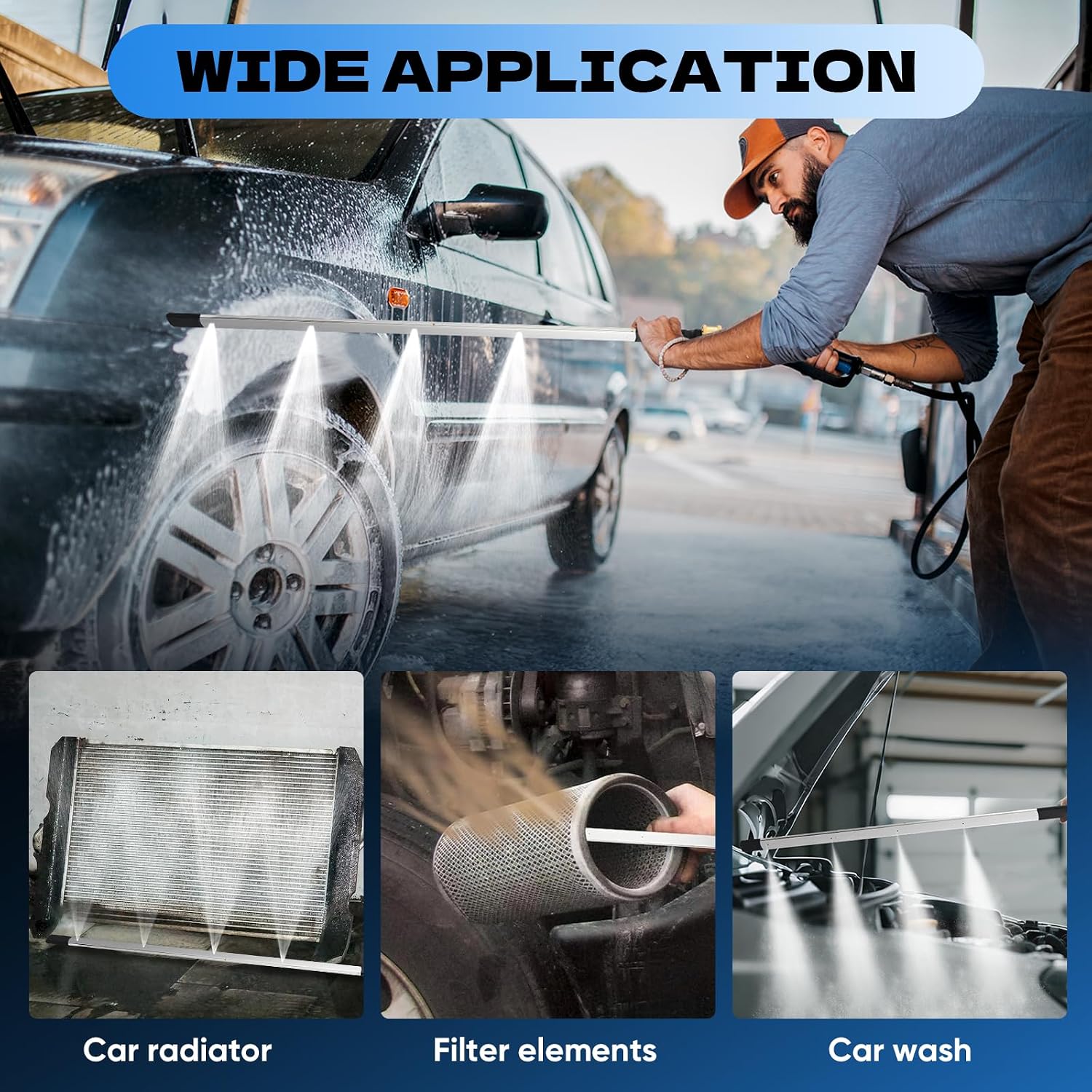 39 in Portable Radiator Cleaning Wand, 4500 PSI Flush & Cleaner Tool with 2x 1/4'' Quick Couplers, Quick-Cleaning Pressure Washer for Household Cars, Trucks, RVs