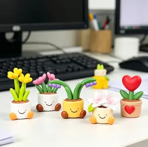 5 Pack Mini Potted Flower Car Accessories, Cute Dashboard Decorations with Luxury Feel, Versatile Interior Ornaments for Car, Home, Office Desk, Bedroom, Great Car Trinkets & Desktop Decor