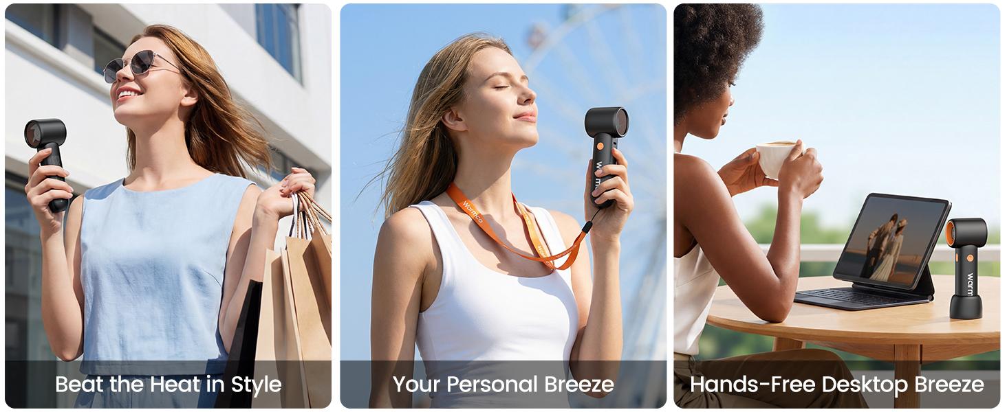 Warmco 15000RPM Turbo Fan, 5000mAh Portable Handheld Fan Rechargeable, High Speed Mini Personal Fan with 5 Speeds and LED Display. USB-C Battery Powered Desk Fan for Office, Travel, Outdoor Camping and Makeup