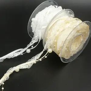 2pcs Bead Lace Ribbon, Elegant Floral Pattern Polyester Trim for Wedding and Birthday Decorations, DIY Craft Accessories, Wedding Accessories, Elegant Formal Lace