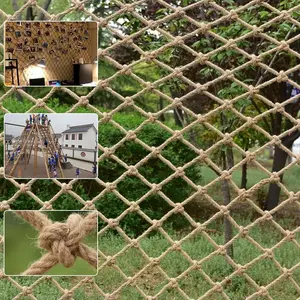 Kids Climbing Safety Hemp Rope Net Children Protection Net for Balcony Stairs Fence Railing Garden Playground Heavy Duty Indoor Outdoor Decor 6mm/8cm 3.3x6.6ft(1x2m)