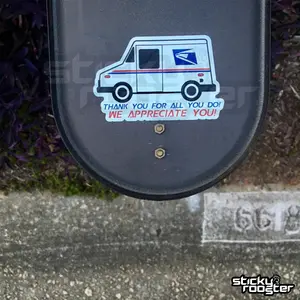 Thank You USPS sticker 4 inches wide - funny weather resistant sticker. Stickers make a great gift!
