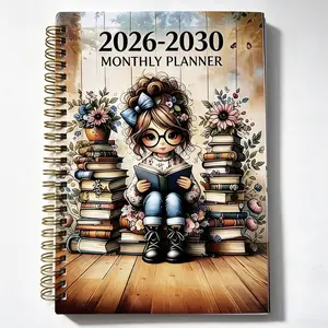5-month planner, book-themed cover planner for women, annual calendar planner, with monthly tabs, 60-month full-color calendar, 5.5" × 8.3", 71 sheets/142 pages, heavyweight paper, Spiral Bound Planner