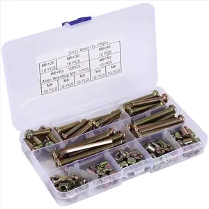 Baby Bed Screws Bolts Kit,Hex Drive Socket Cap Bolts Barrel Nuts Assortment Kit,for Crib Cot Chairs,M6 100Pcs