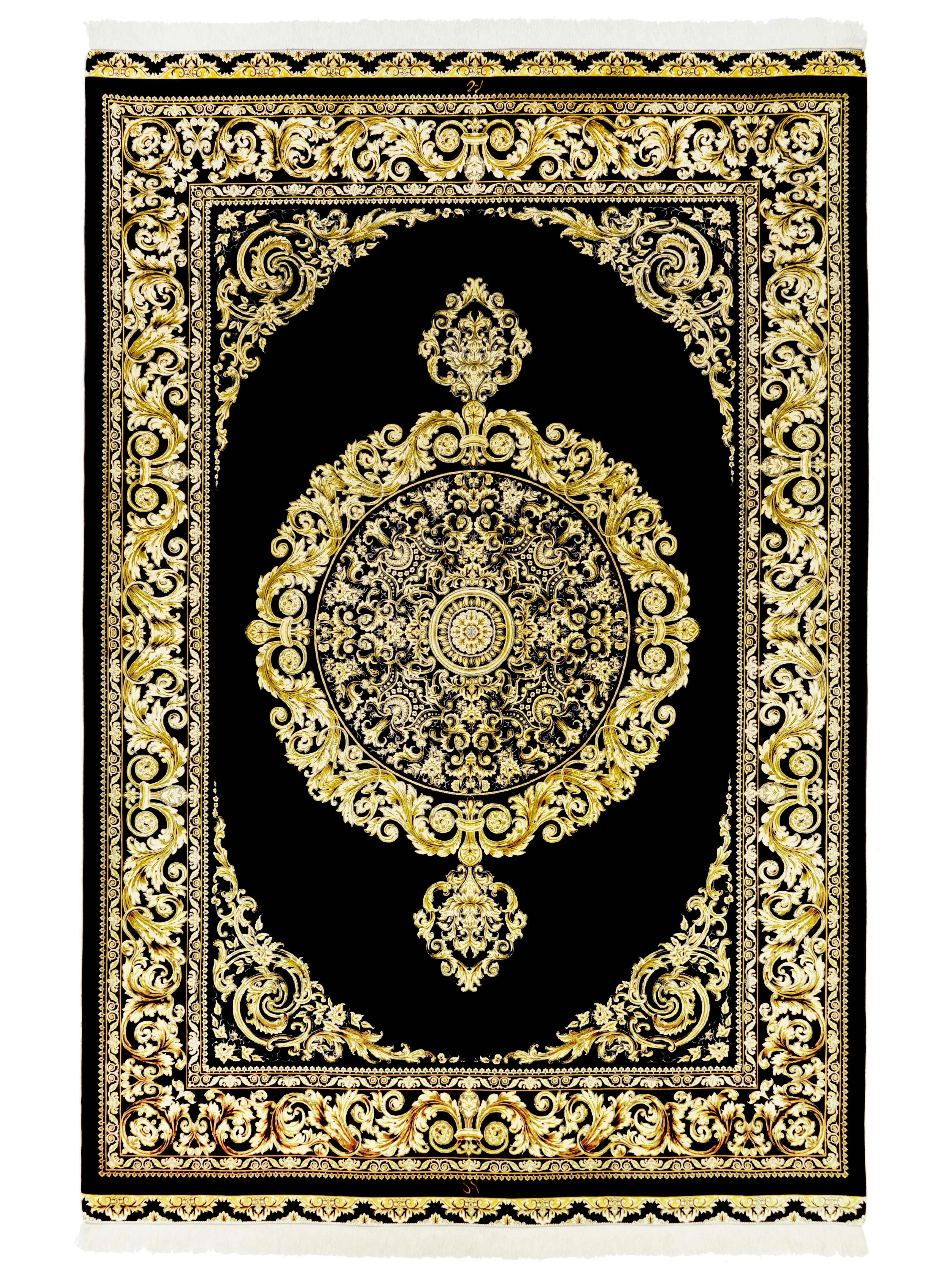 890 - Persian Medallion Fine Silk Area Rug