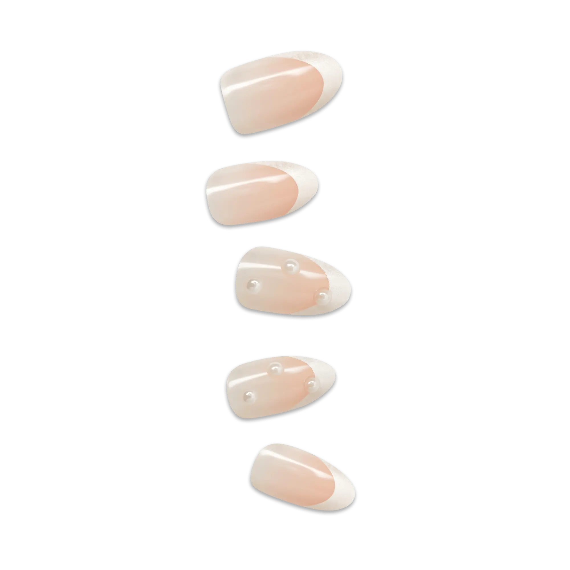 Impress Design No Glue Fake Press On Nails - Chills | 3D & Jewel French, White, Medium, Almond, Manicure