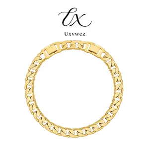 Uxvwez Cuban Link Anklet for Women Gold Silver Tone Chunky Adjustable Ankle Bracelet Summer Beach Jewelry Gift for Her
