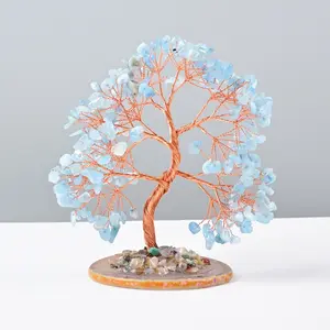 Agate Crystal Crushed Stone Wealth Tree Home Decor Desktop Decoration Handicrafts Ornaments for Luck and Prosperity