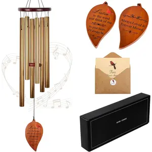 Golden Aluminium Windchimes for Outdoors - Deep Tone Memorial Wind Chimes for Loss of Loved