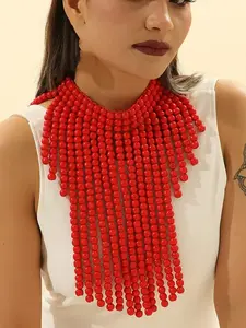 Boho Multi-Layer Wood Bead Necklace, Vintage Ethnic Style, Handmade Unique Design, Perfect for Music Festivals, Gallery Events, Evening, Decorative Beaded Necklaces