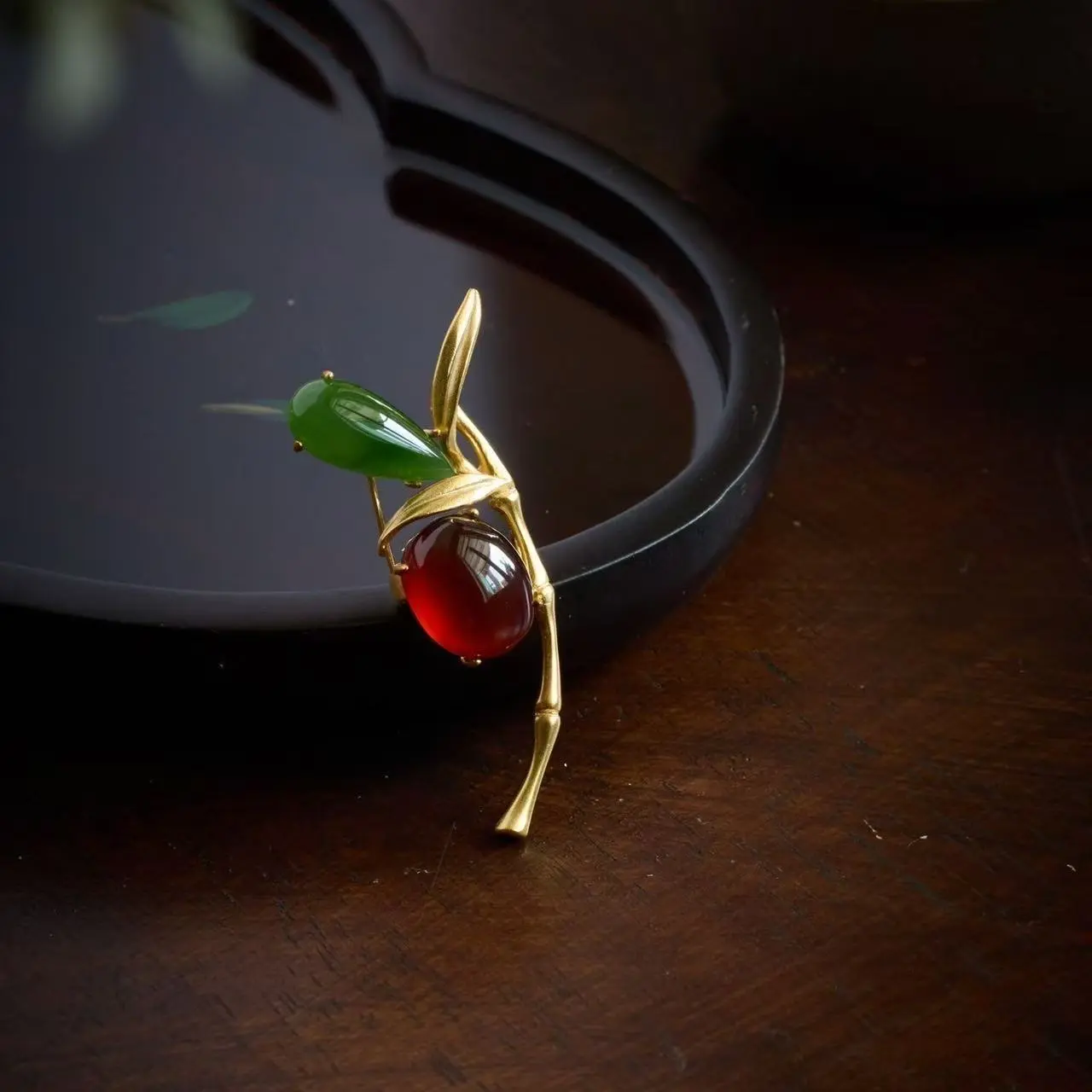 Morado Garnet & Jade Heartfire Brooch | Handmade Earth Core Jewelry for Vitality, Protection & Sacred Grounding