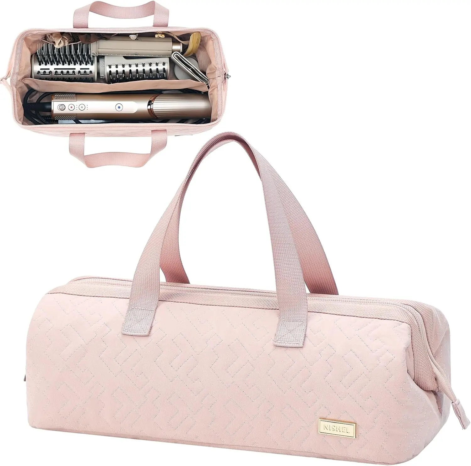 Hair Tools Travel Carrying Bag, Portable Hair Air Wrap Dryer Case, Hair Dryer/Curling Iron/Airstraight Attachment Organizer, PinkGift.