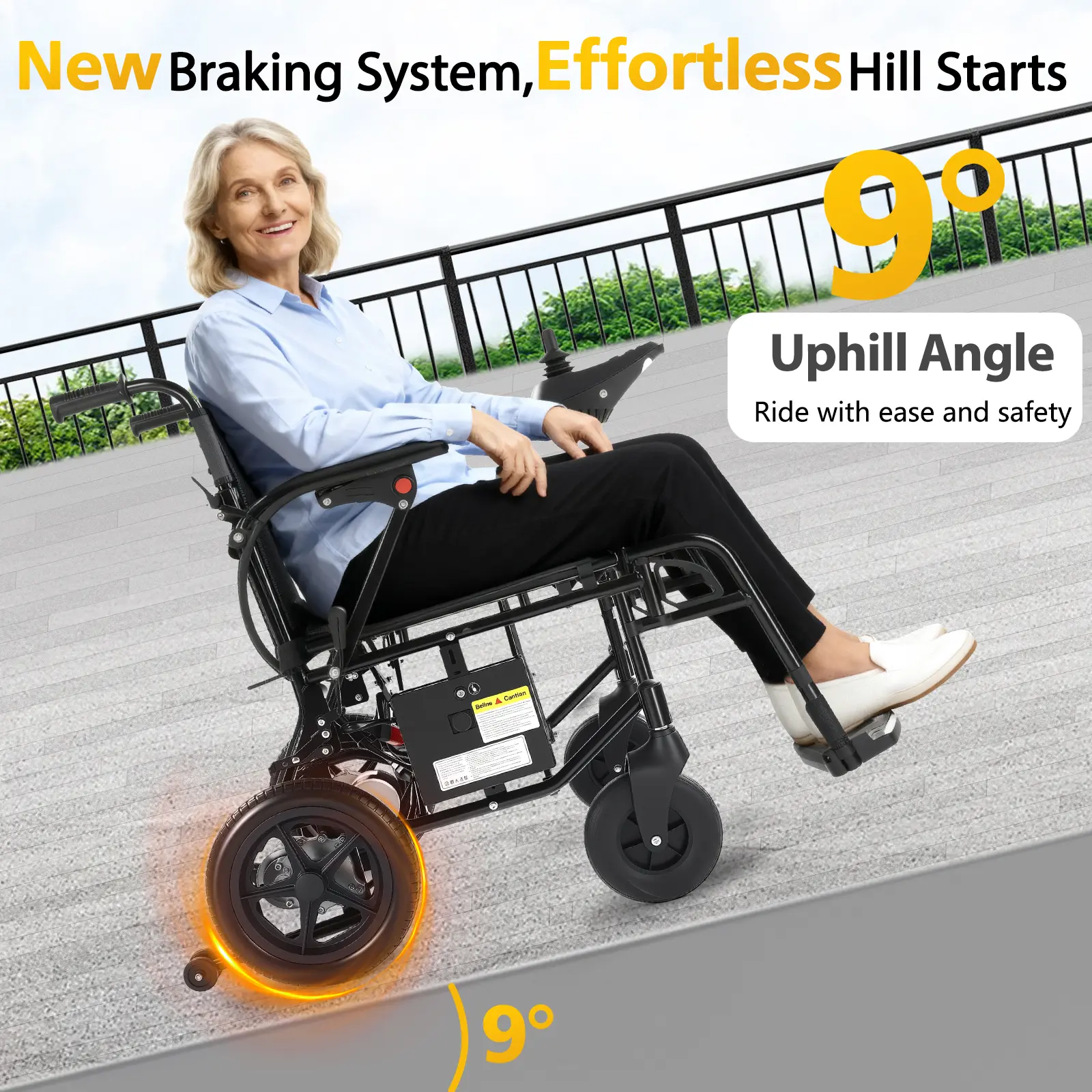 Foldable Electric Wheelchair for Adults, 180W 24V Motor Power Wheelchair, Lightweight Portable Wheelchair, 3.7MPH Max Speed, 7.5-Mile Range, 264.5-LBS Loading Capacity