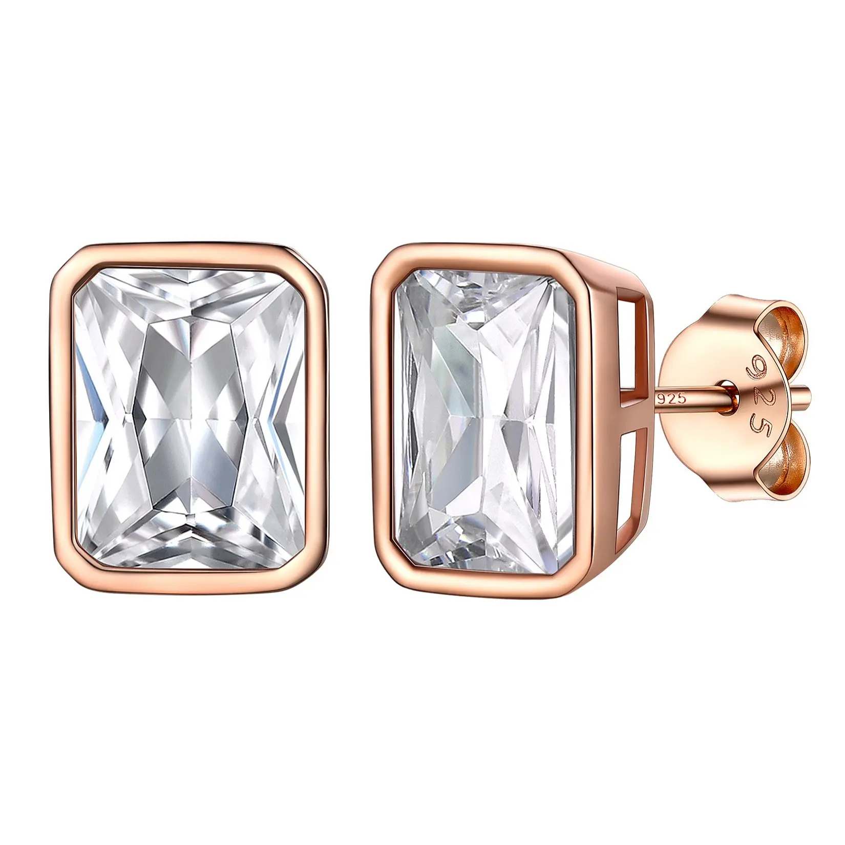 White Cubic Zirconia-Rose Blush-7mm