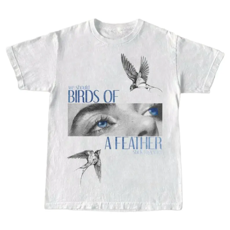 Women's Cotton Short-Sleeve Graphic T-Shirt - Relaxed Fit, Medium Length, Cold Wash Fabric, Dreamy Indie Vibes, Alternative Pop Outfits, Vibrant Blue Eyes Print