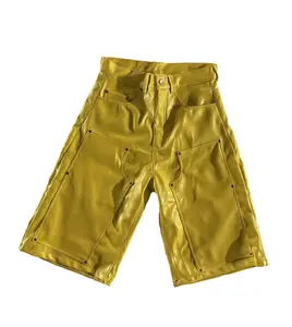 YELLOW LEATHER JORTS