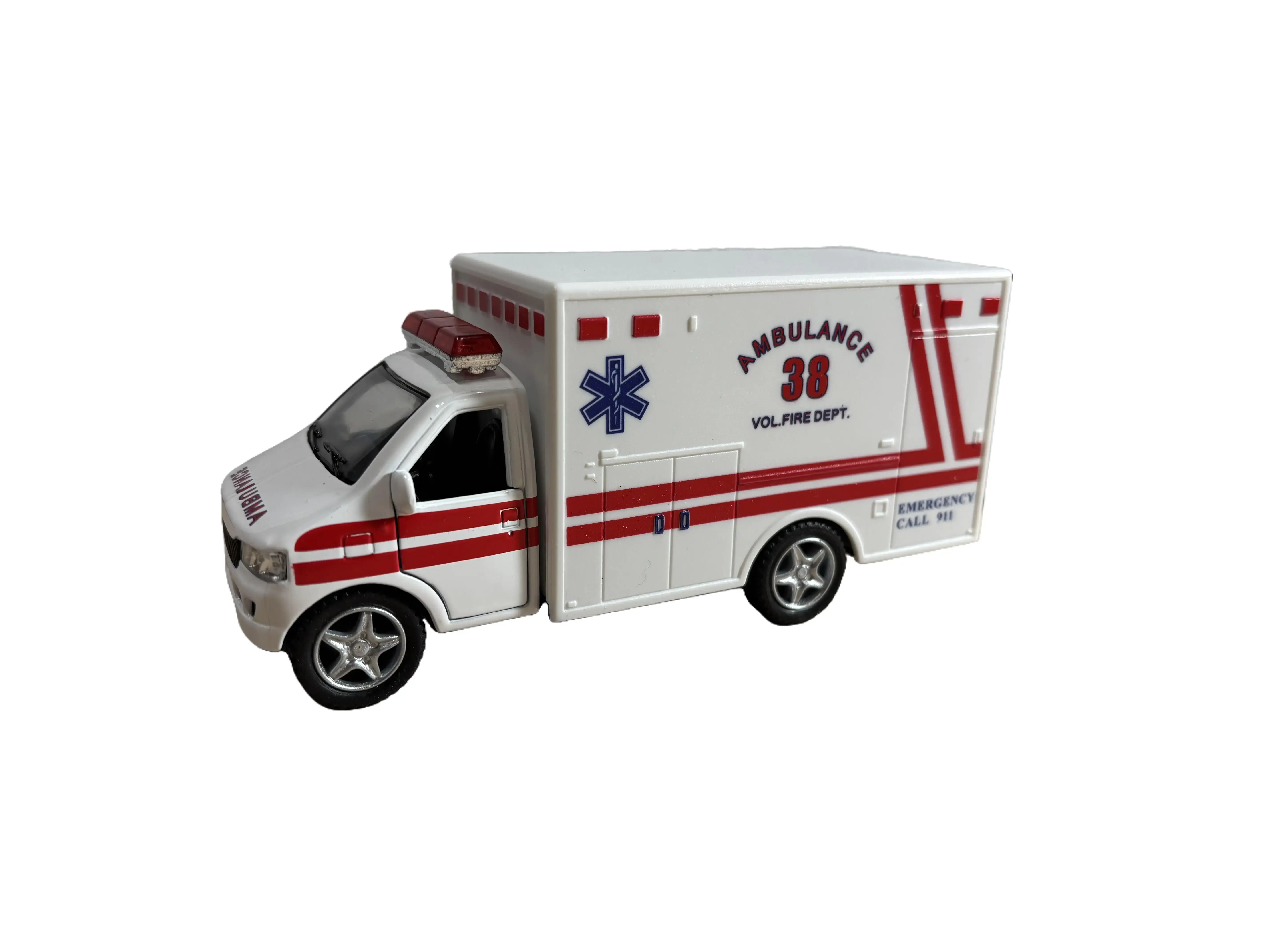 KinsFun 5 Inches Rescue Team Ambulance - Die Cast Metal and Plastic Parts