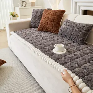 1PC thick plush quilted sofa cushion, breathable, soft and comfortable sofa cushion, warm cushion in autumn and winter, home decoration, suitable for two-seater sofa, three-seater sofa, four-seater sofa and combination splicing sofa cushion.