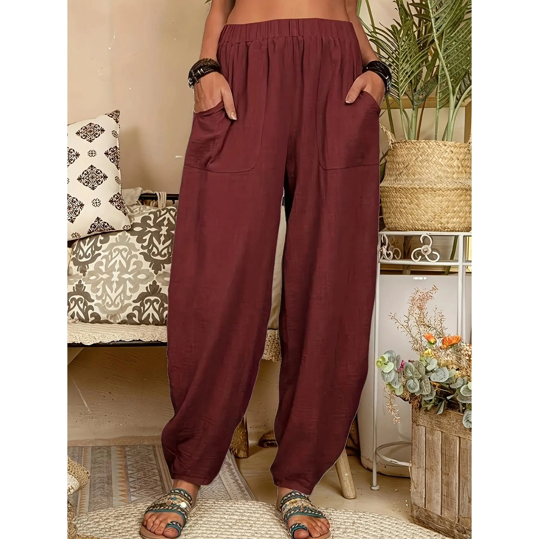 Women's Loose Pants, Pants, Double Pocket Trousers
