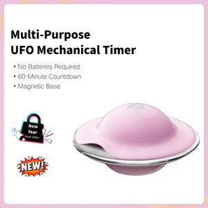 Pink Modern UFO Shaped Timer, Stylish Battery-Free 60-Minute Timer for Home Decor, Cooking, Study, Workouts & Productivity
