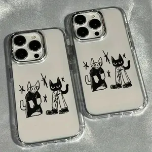A Stylish Cat-Themed Phone Case Designed For The IPhone 17 PRO MAX And IPhone 16 15 14 13 12 11 PRO MAX PLUS And IPhone 16E 17 AIR Series Mobile Case, Offering Shock Absorption And Anti-Slip Properties. High-Quality TPU.