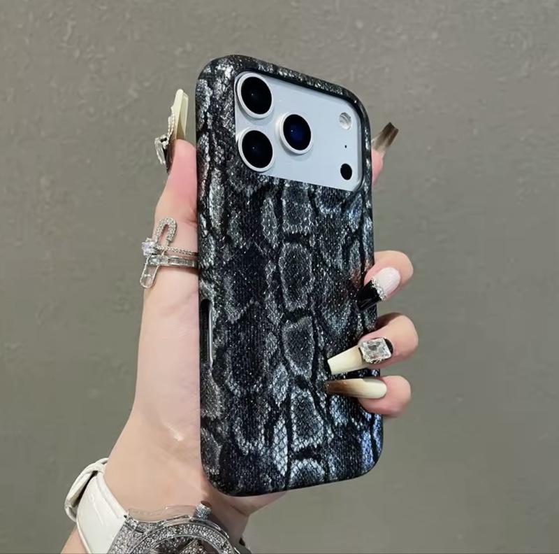 Trendy Luxury Classic Snake Pattern Leather Phone Case For iPhone 17 Series Hard PC Shockproof Protector Back Cover