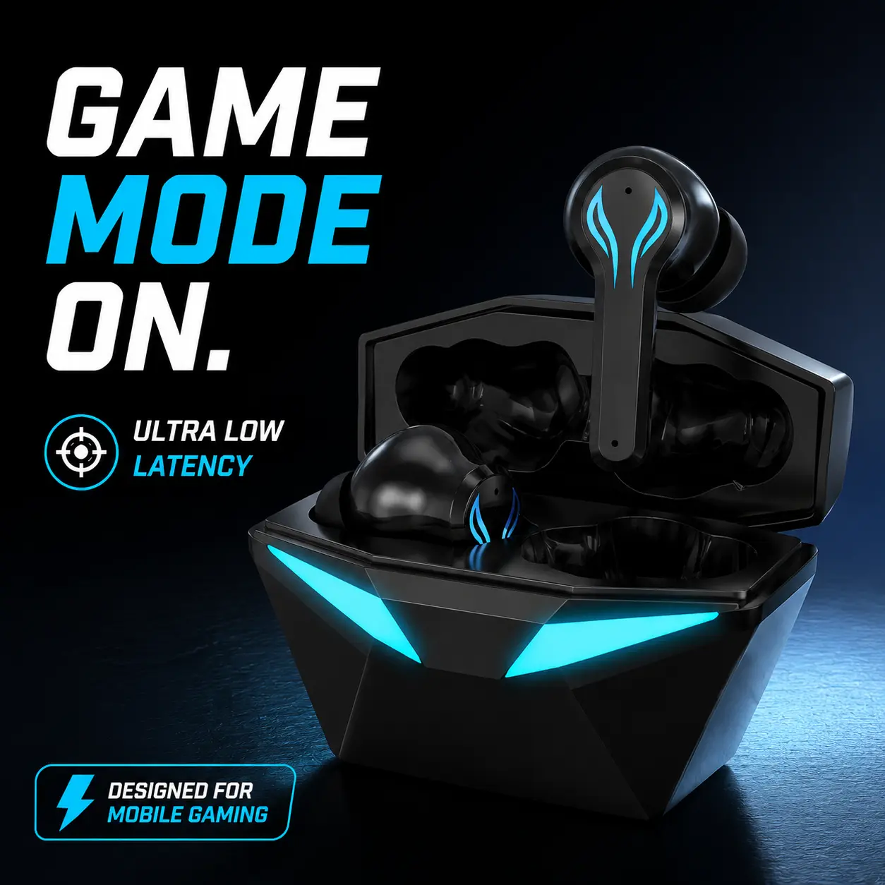 Wireless Gaming Earbuds -45dB Noise Canceling, Ultra Low Latency, Bluetooth 5.3, ENC Clear Call, Game Mode, 12H Playtime hifi heavy bass noise