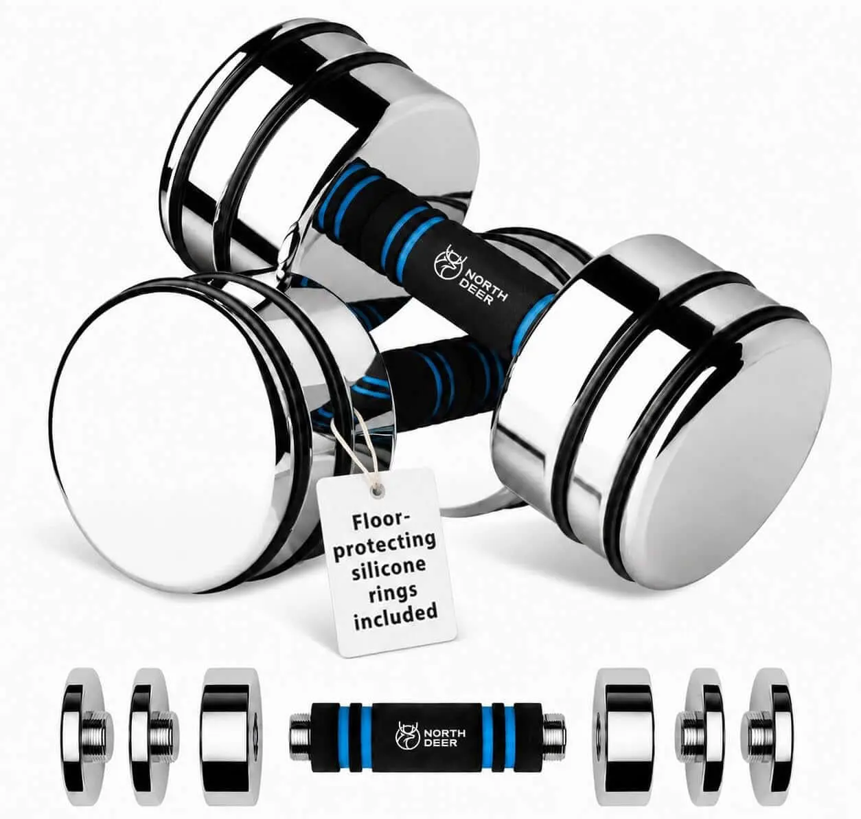 Versatile Adjustable Chrome Dumbbells for Your Home Gym