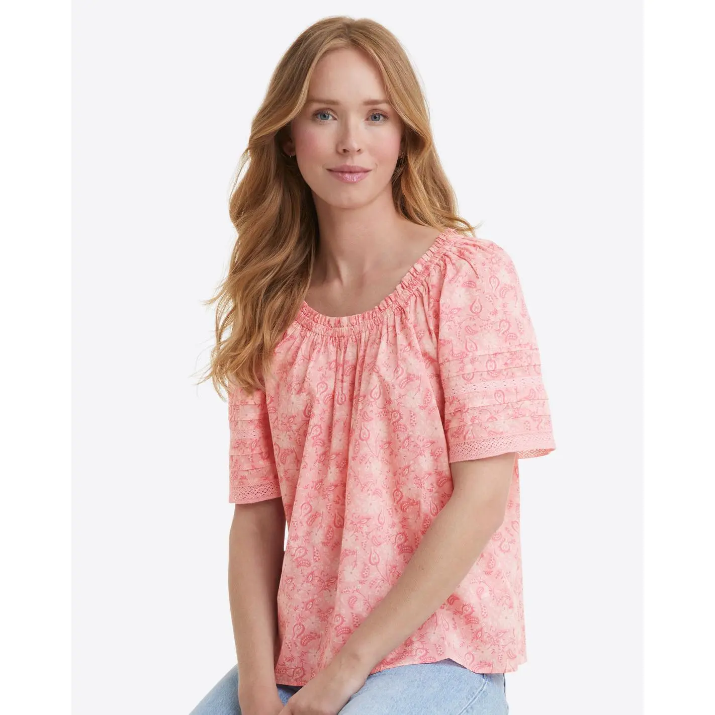 Donna Top in Pink Paisley
