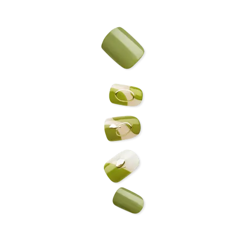 Impress Design No Glue Fake Press On Nails - Before Sunrise | Design, Green, Short, Squoval, Manicure